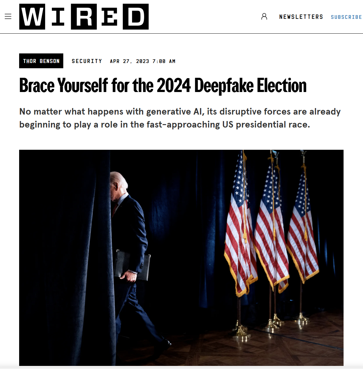 Wired: Brace Yourself for the 2024 Deepfake Election
